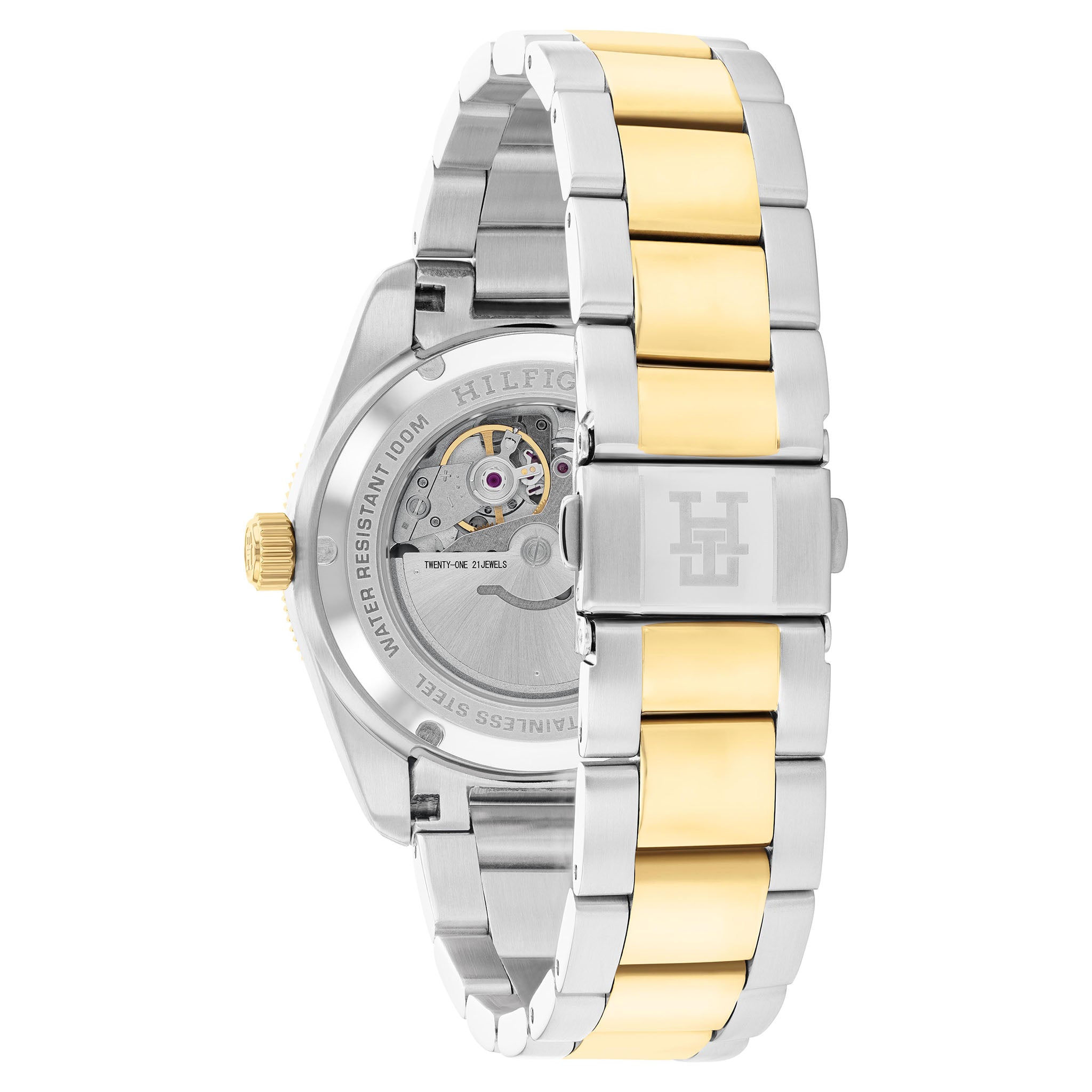Tommy Hilfiger Two-Tone Steel Black Dial Mechanical-Automatic Men's Watch - 1710552