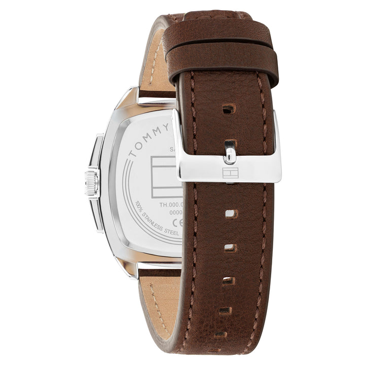 Tommy Hilfiger Brown Leather Black Dial Multi-function Men's Watch - 1710555