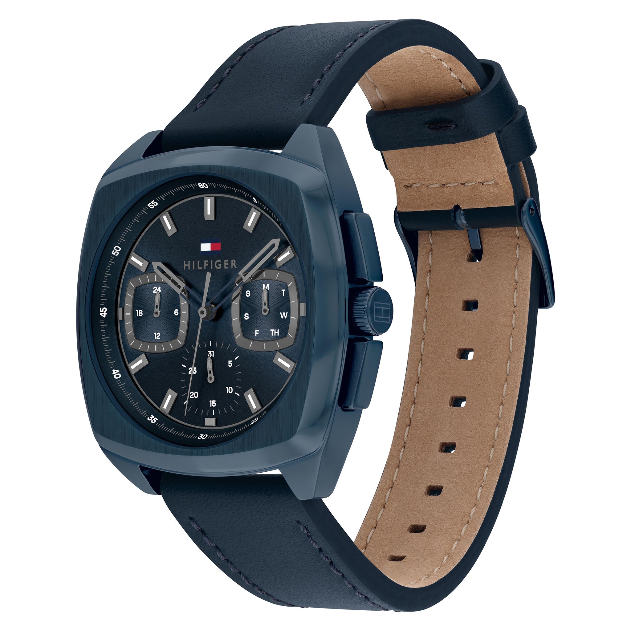 Tommy Hilfiger Leather Blue Dial Multi-function Men's Watch - 1710558