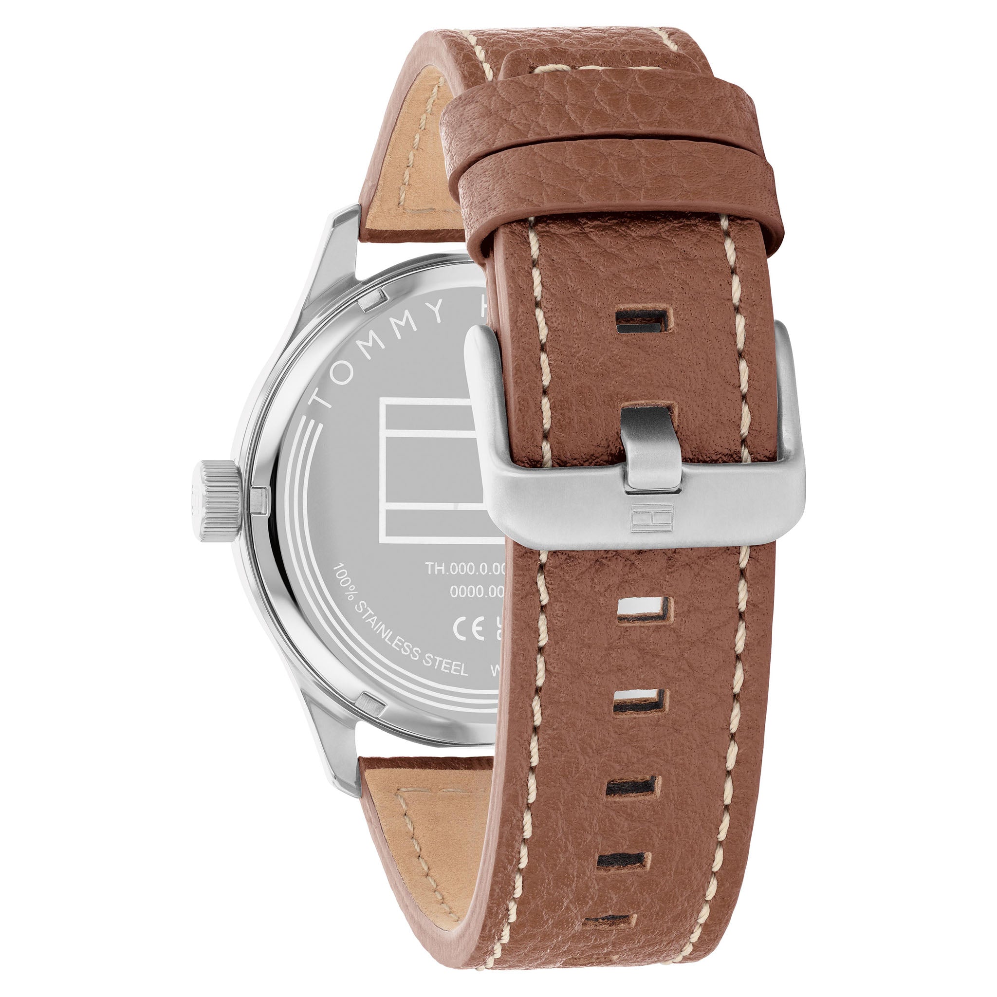 Tommy Hilfiger Brown Leather Navy Dial Men's Watch - 1710559