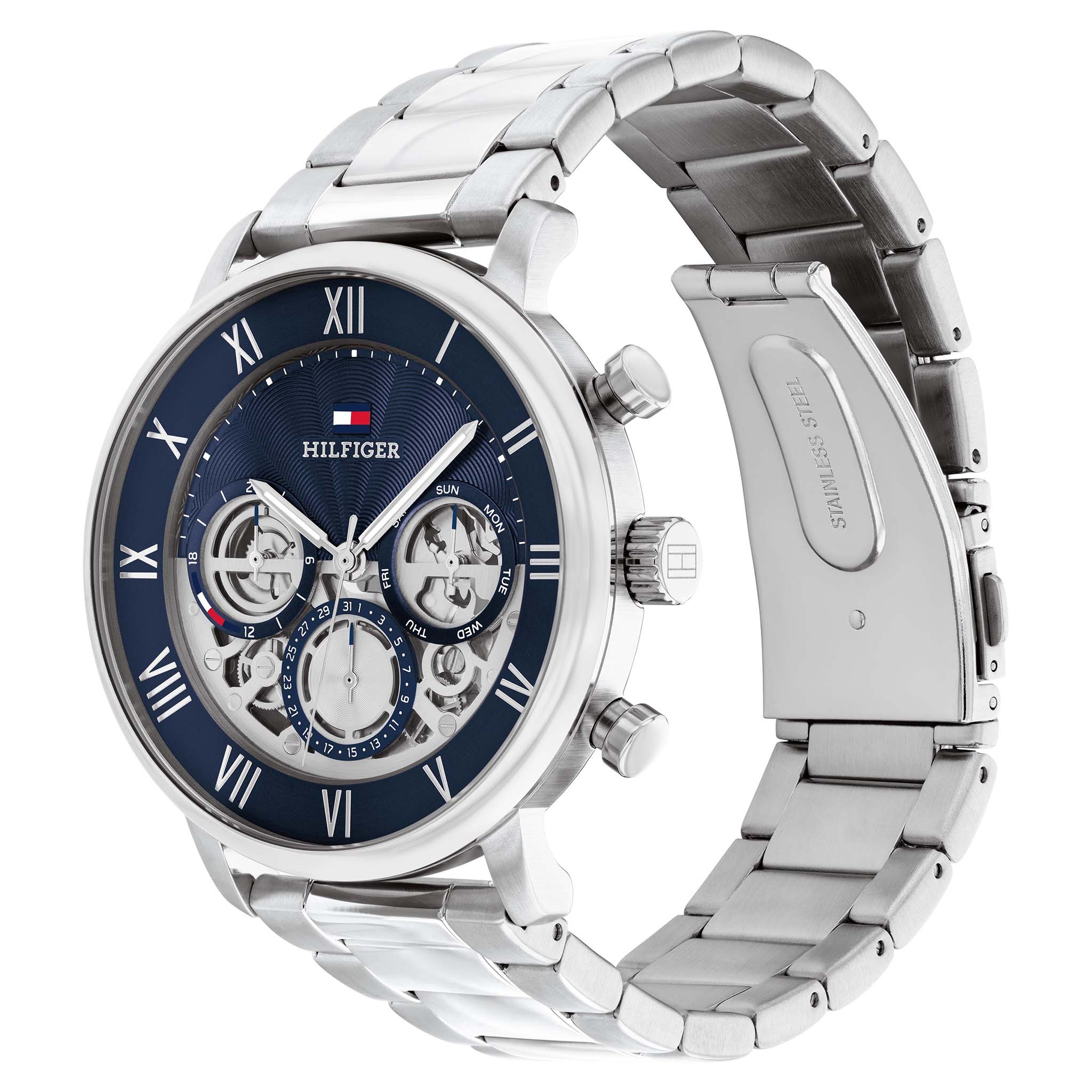 Tommy Hilfiger Silver Steel Navy Dial Multi-function Men's Watch - 1710569