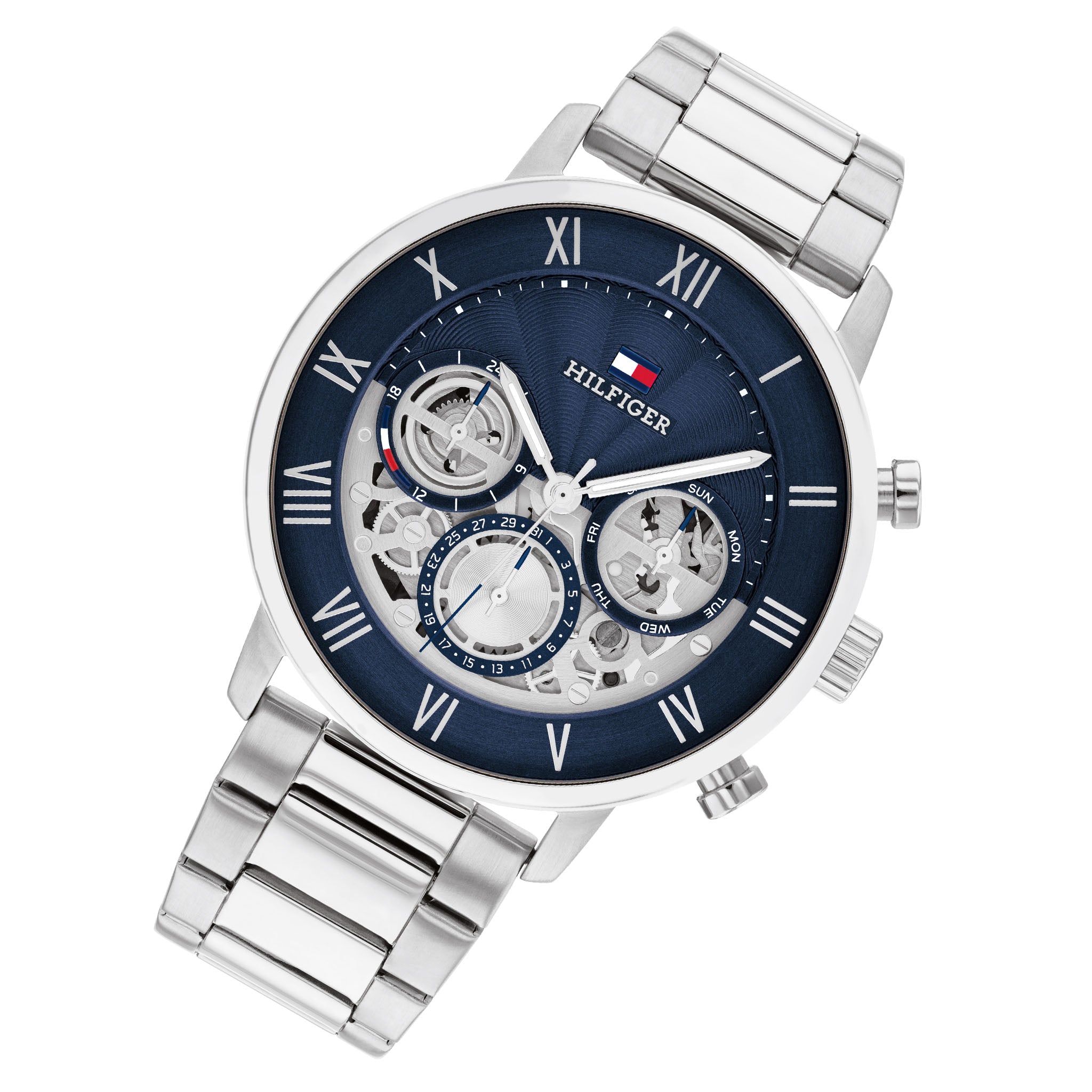 Tommy Hilfiger Silver Steel Navy Dial Multi function Men s Watch 171 The Watch Factory Australia