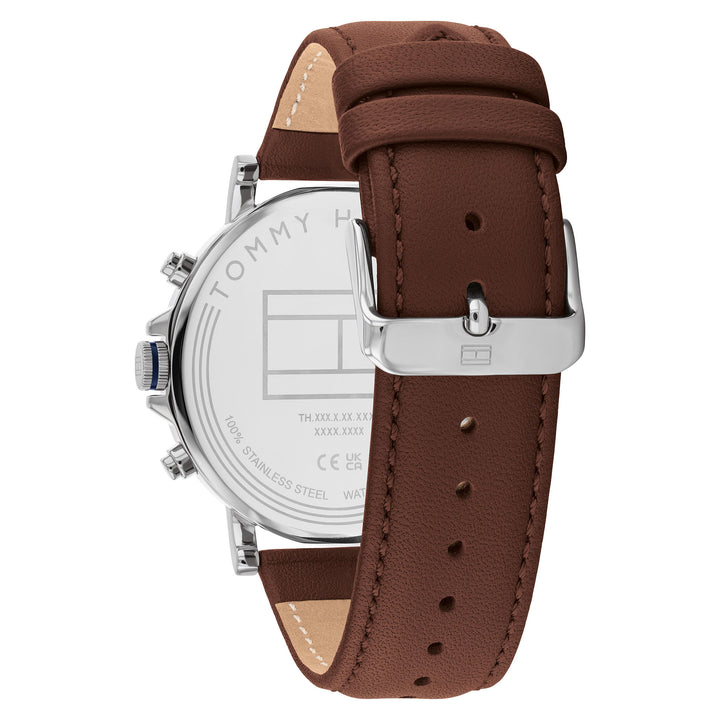Tommy Hilfiger Brown Leather Navy Dial Multi-function Men's Watch - 1710585