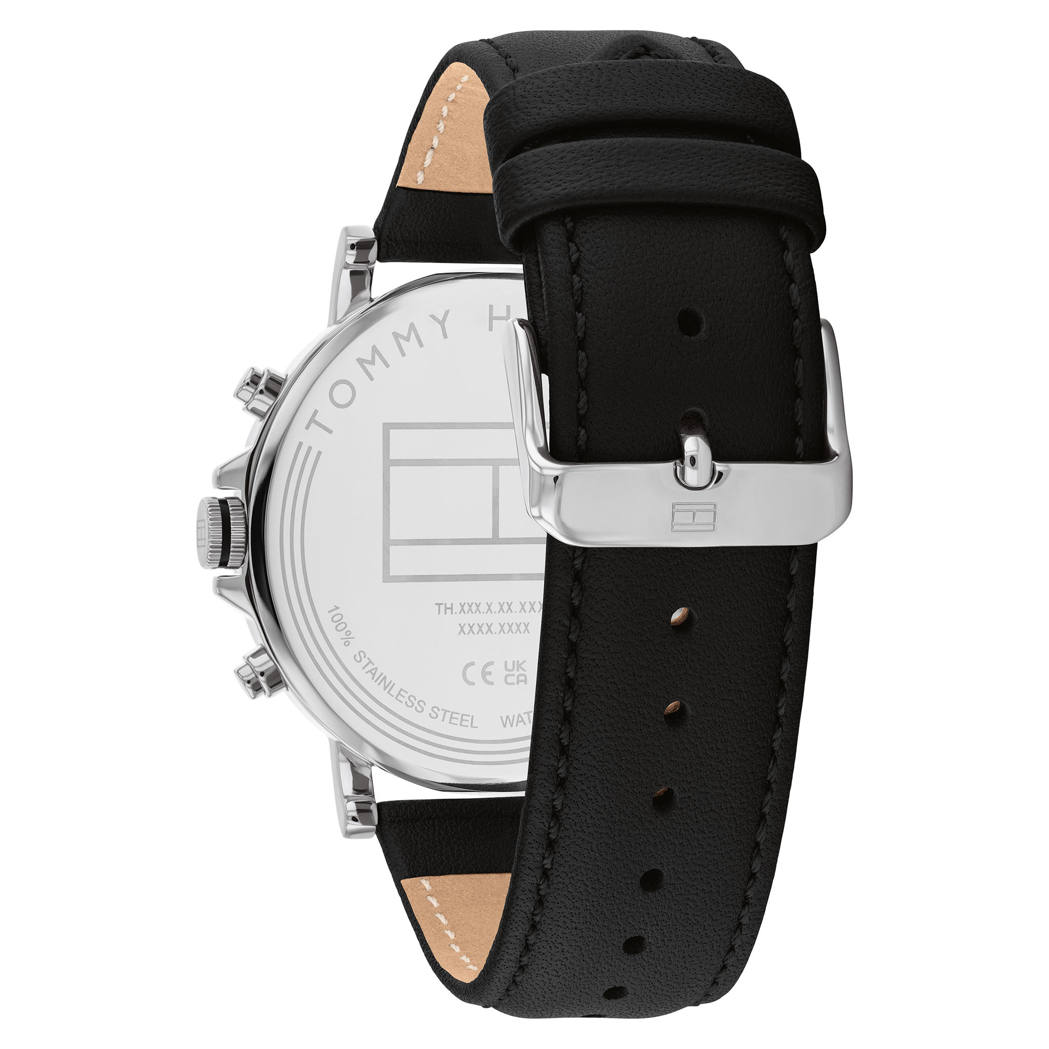 Tommy Hilfiger Black Leather Dark Grey Dial Multi-function Men's Watch - 1710586