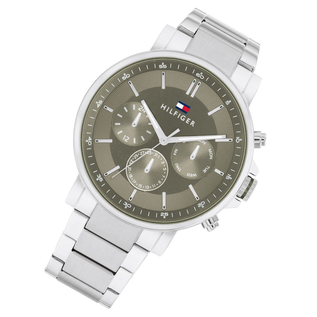 Tommy Hilfiger Stainless Steel Green Dial Multi-function Men's Watch - 1710587