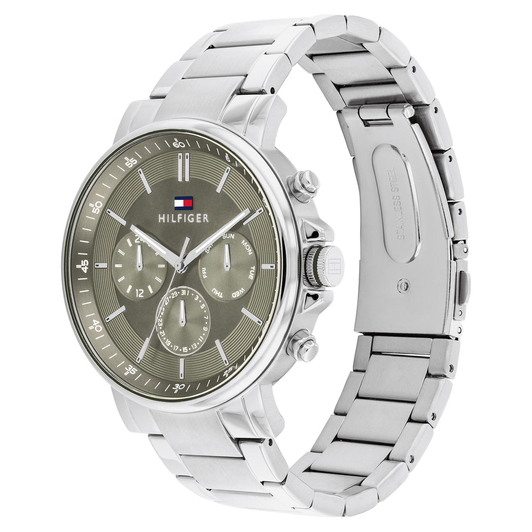 Tommy Hilfiger Stainless Steel Green Dial Multi-function Men's Watch - 1710587
