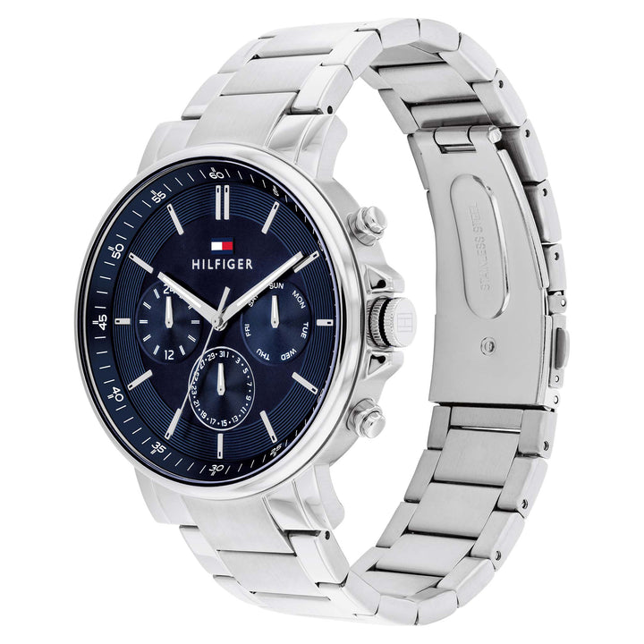 Tommy Hilfiger Stainless Steel Navy Dial Multi-function Men's Watch - 1710588