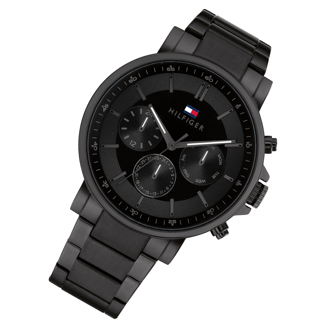 Tommy Hilfiger Black Steel Multi-function Men's Watch - 1710590