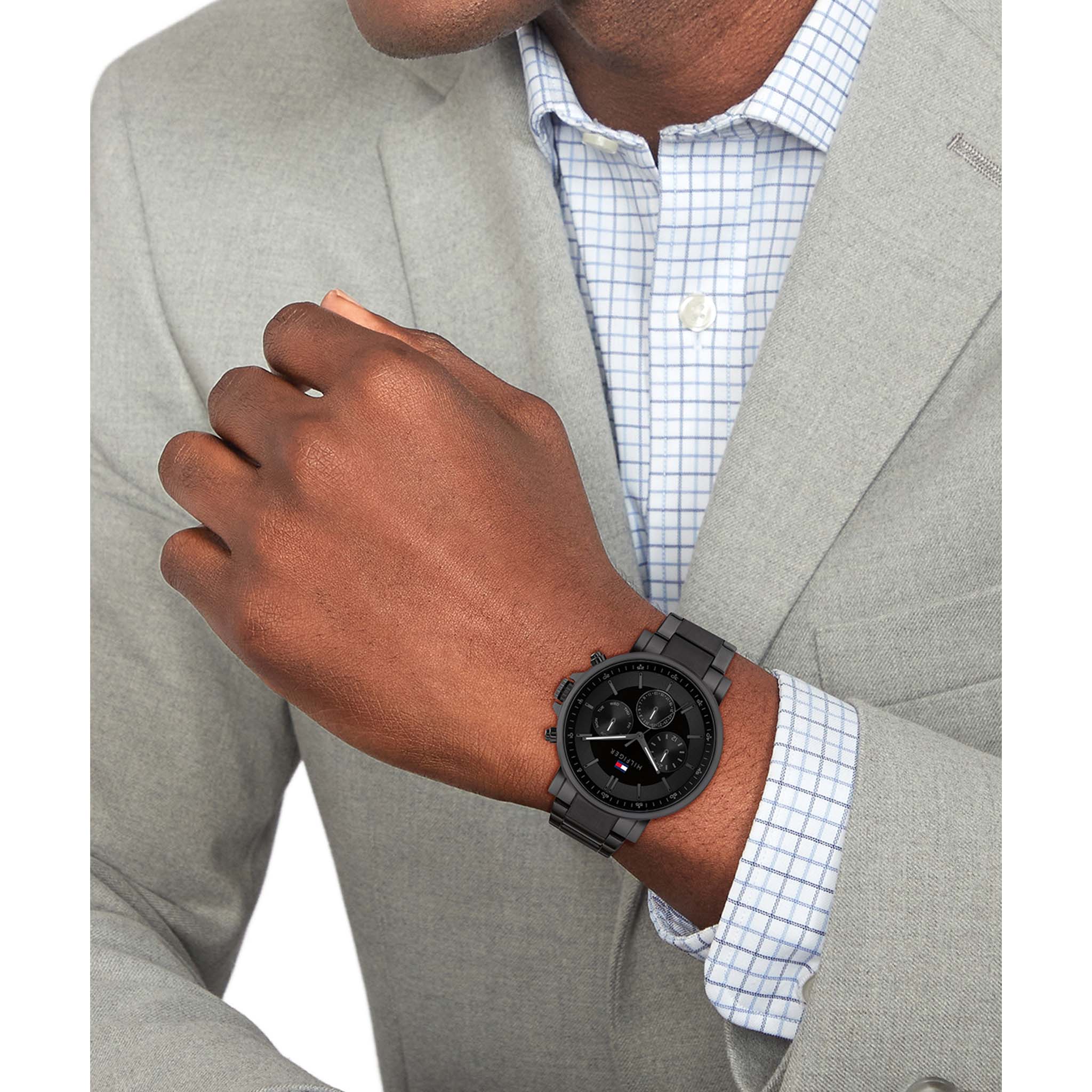 Tommy Hilfiger Black Steel Multi-function Men's Watch - 1710590