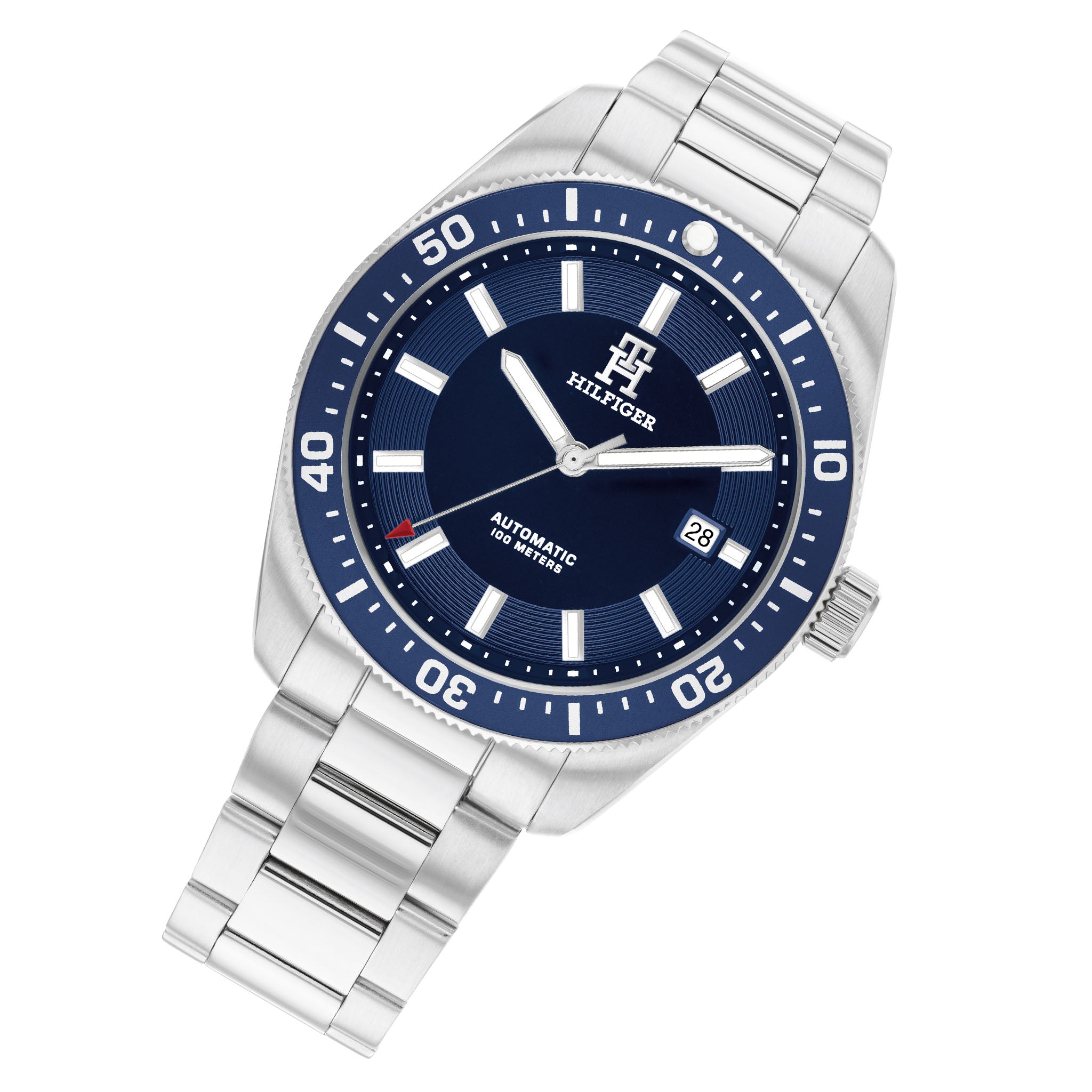 Tommy Hilfiger Silver Steel Navy Dial Mechanical-Automatic Men's Watch - 1710591