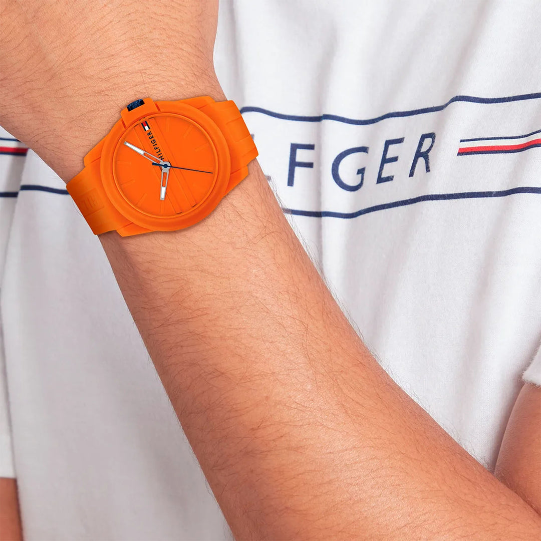 Tommy Hilfiger Orange Silicone Men's Watch - 1710597