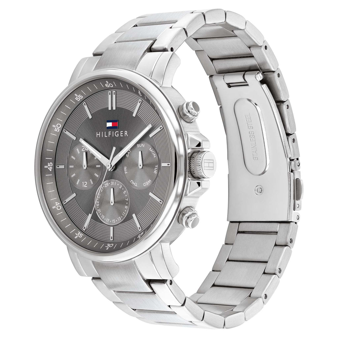 Tommy Hilfiger Stainless Steel Dark Grey Dial Multi-function Men's Watch - 1710604