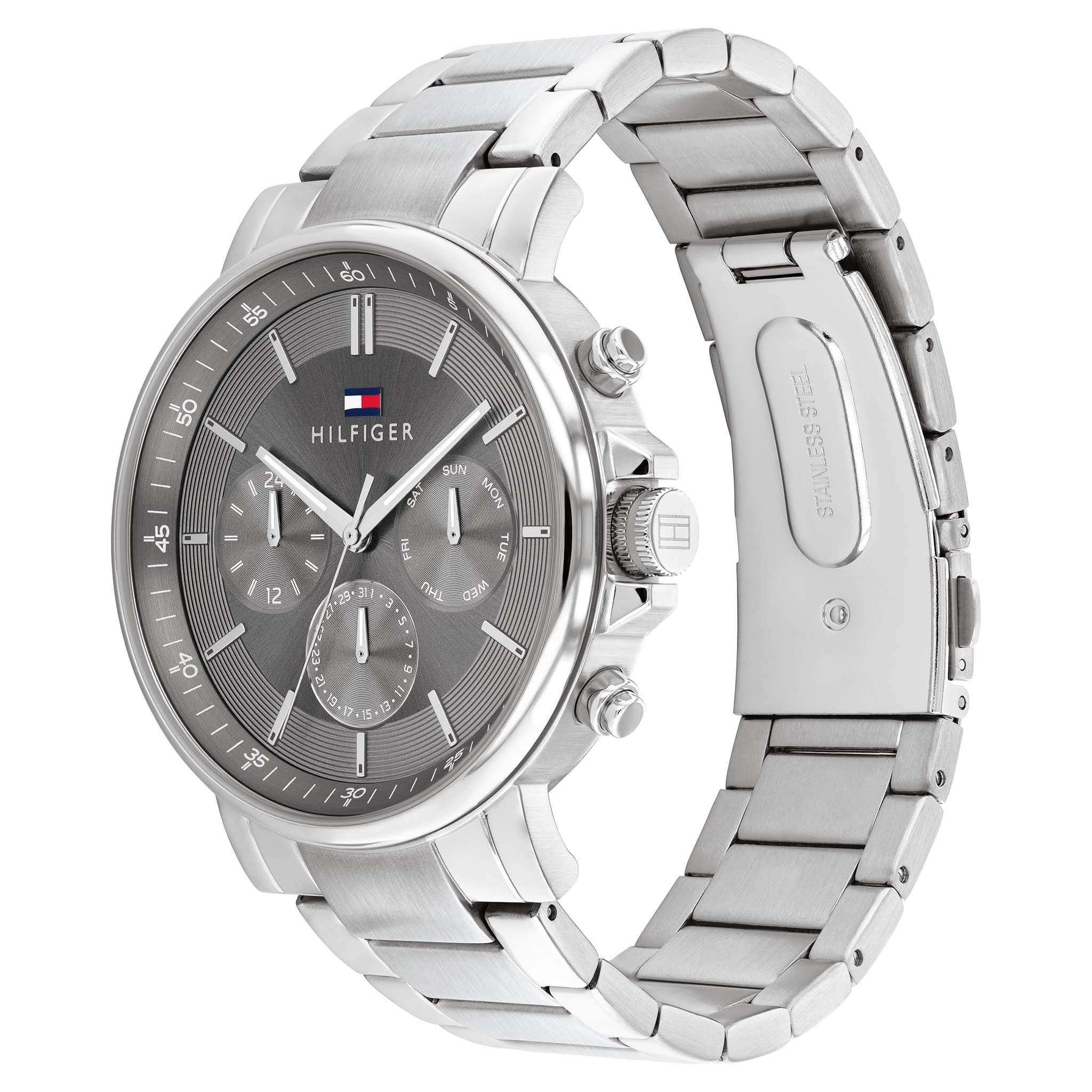 Tommy Hilfiger Stainless Steel Dark Grey Dial Multi-function Men's Watch - 1710604
