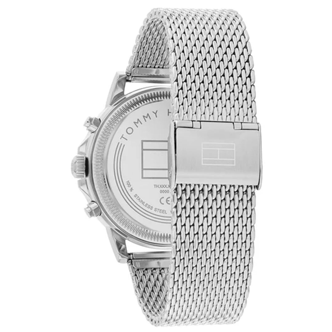 Tommy Hilfiger Silver Steel Mesh Navy Dial Multi-function Men's Watch - 1710609