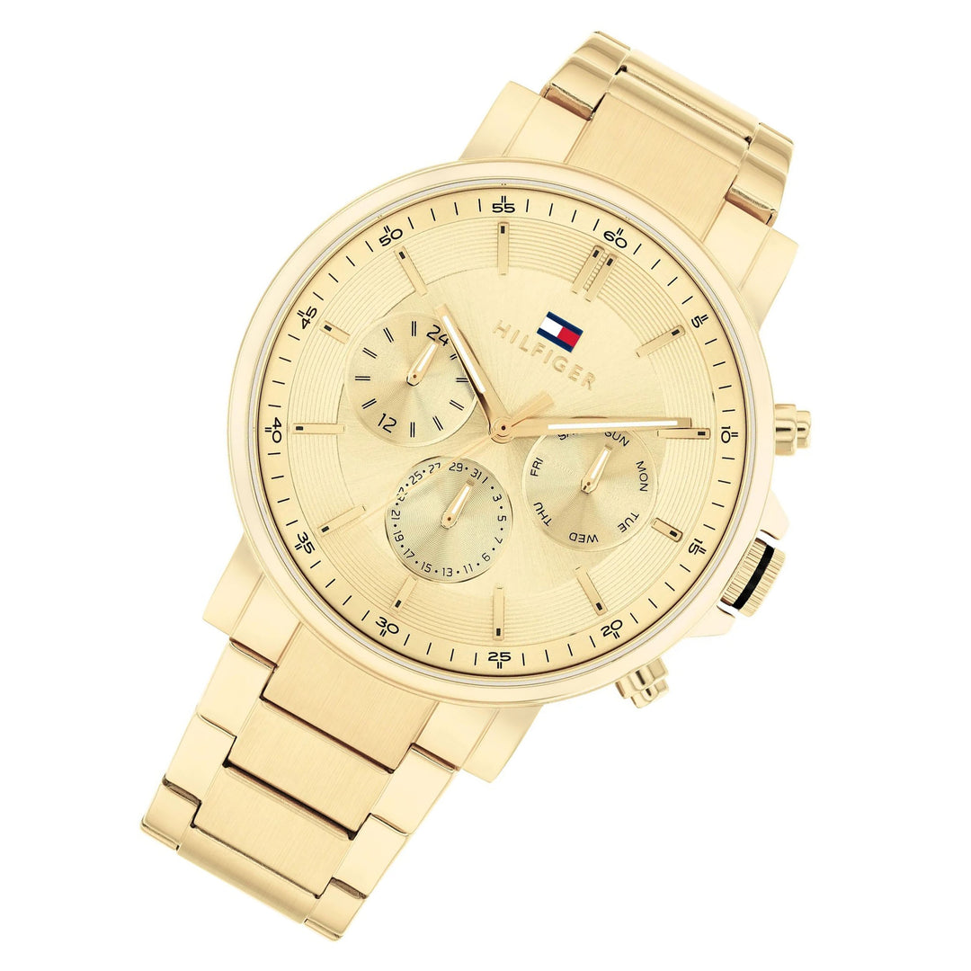 Tommy Hilfiger Gold Steel Champagne Dial Multi-function Men's Watch - 1710611
