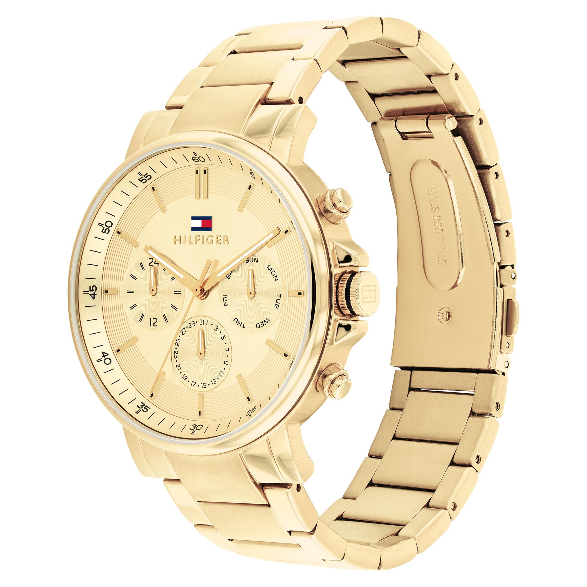 Tommy Hilfiger Gold Steel Champagne Dial Multi-function Men's Watch - 1710611