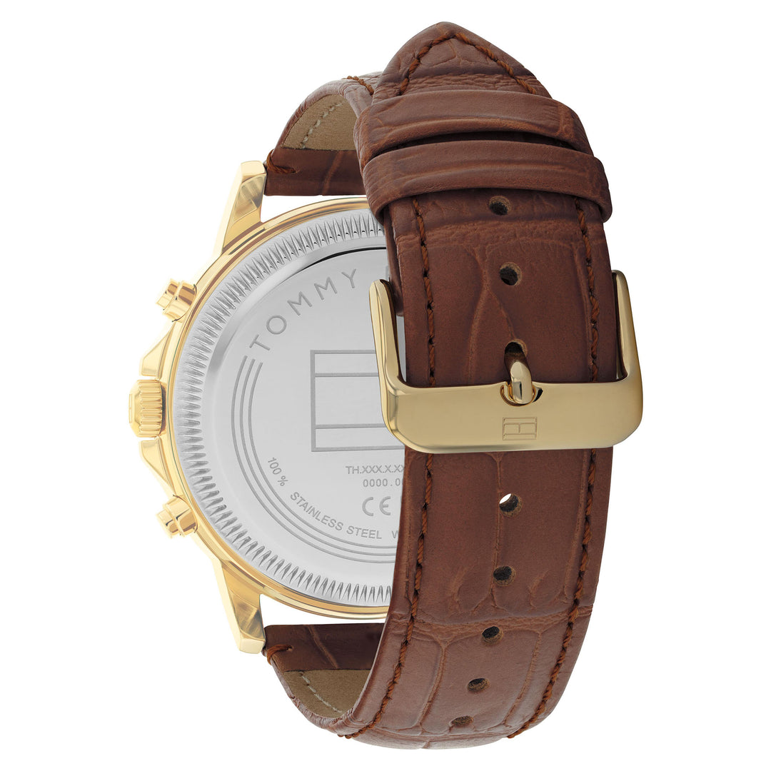 Tommy Hilfiger Brown Leather Silver Dial Multi-function Men's Watch - 1710631