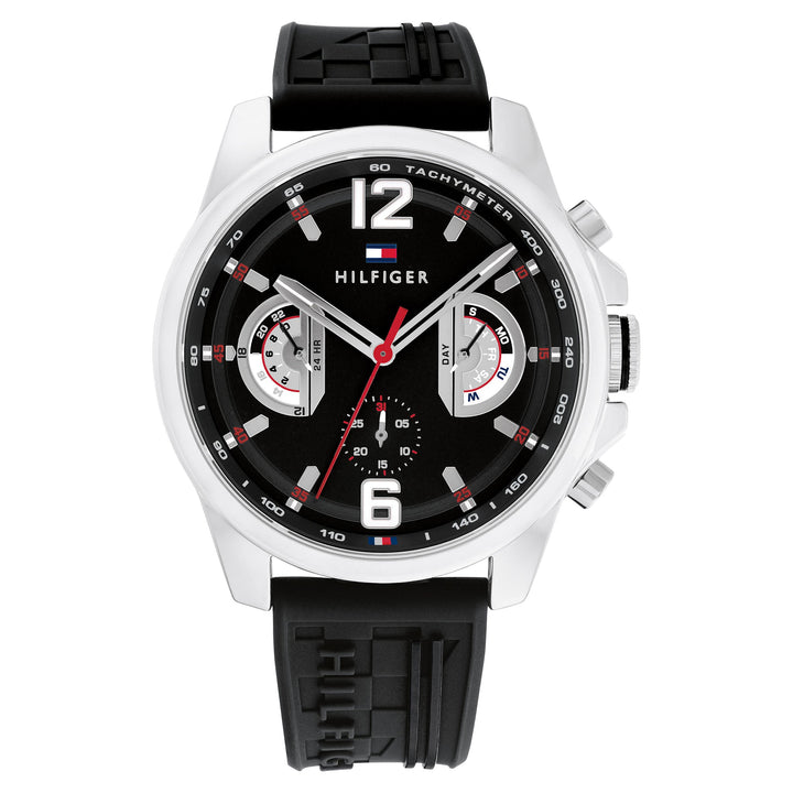 Tommy Hilfiger Black Silicone Multi-function Men's Watch - 1710636