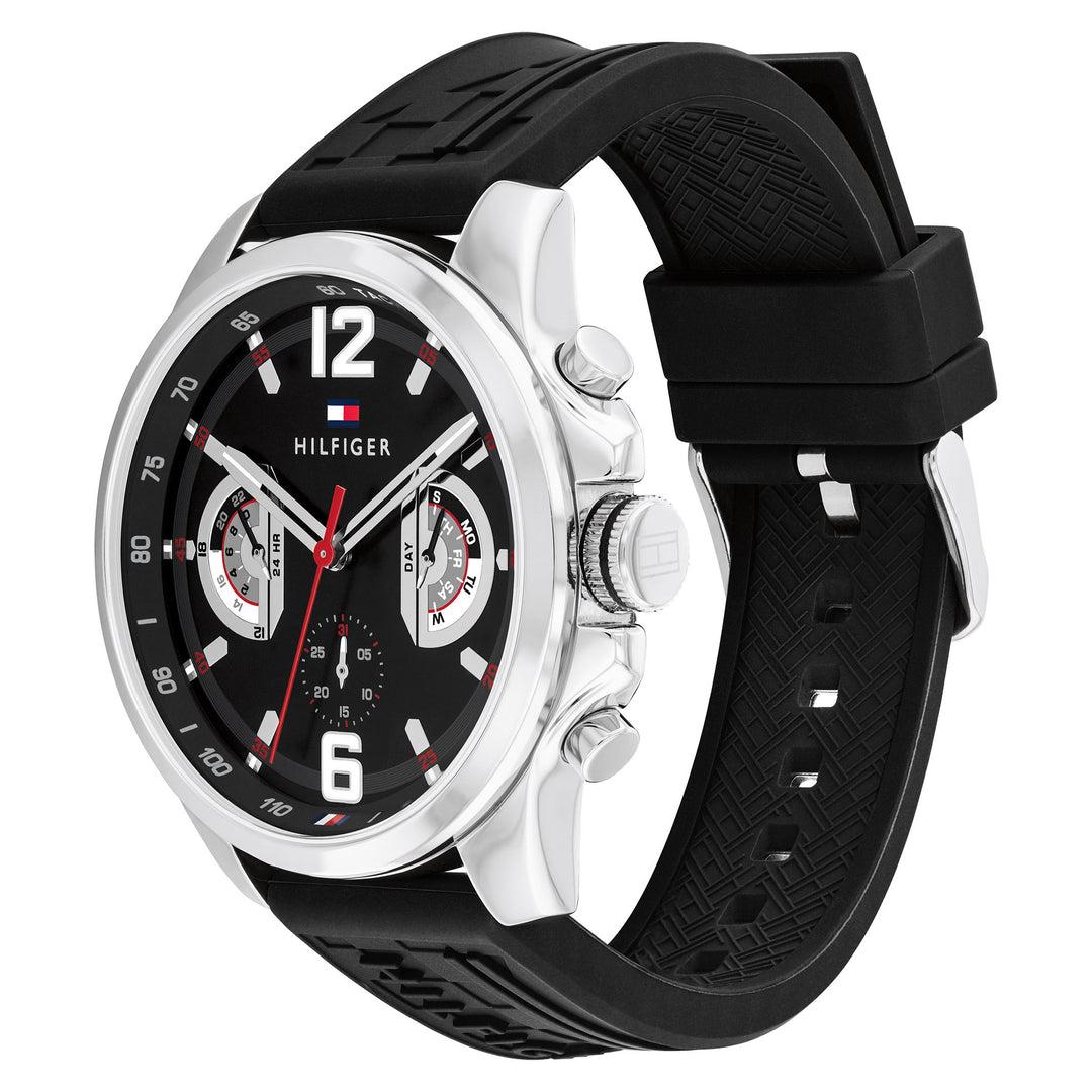 Tommy Hilfiger Black Silicone Multi-function Men's Watch - 1710636