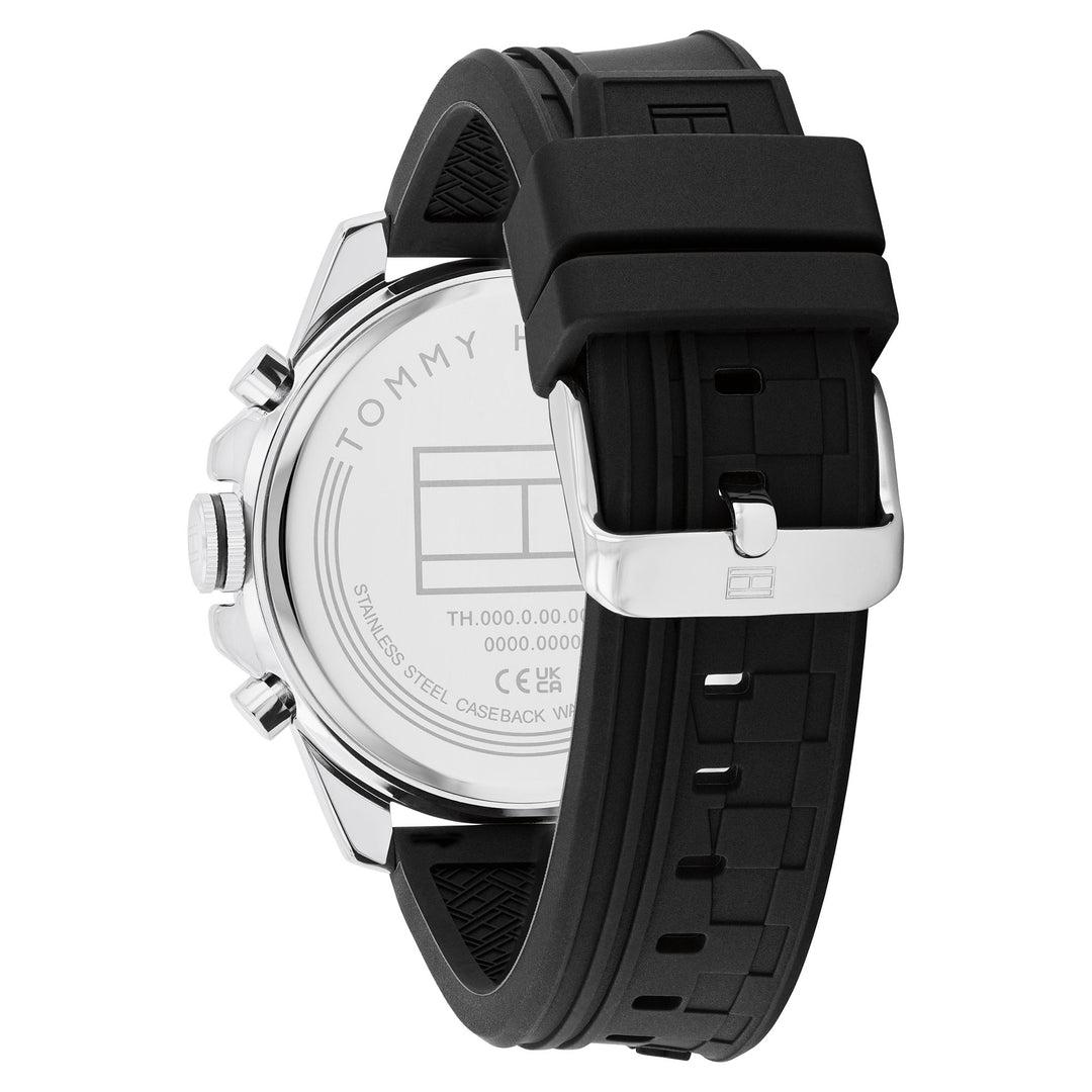 Tommy Hilfiger Black Silicone Multi-function Men's Watch - 1710636