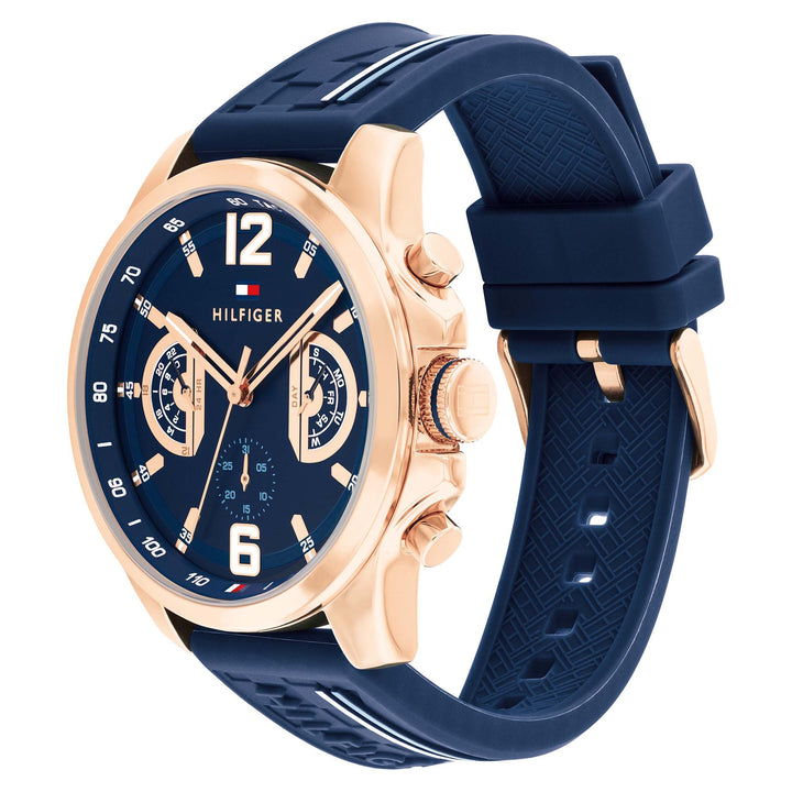 Tommy Hilfiger Silicone Navy Dial Multi-function Men's Watch - 1710637