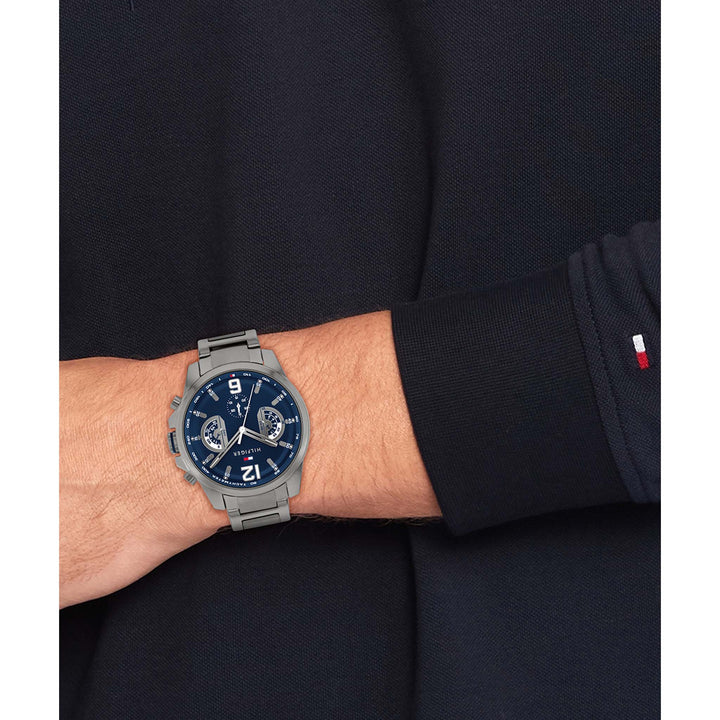 Tommy Hilfiger Grey Steel Navy Dial Multi-function Men's Watch - 1710639