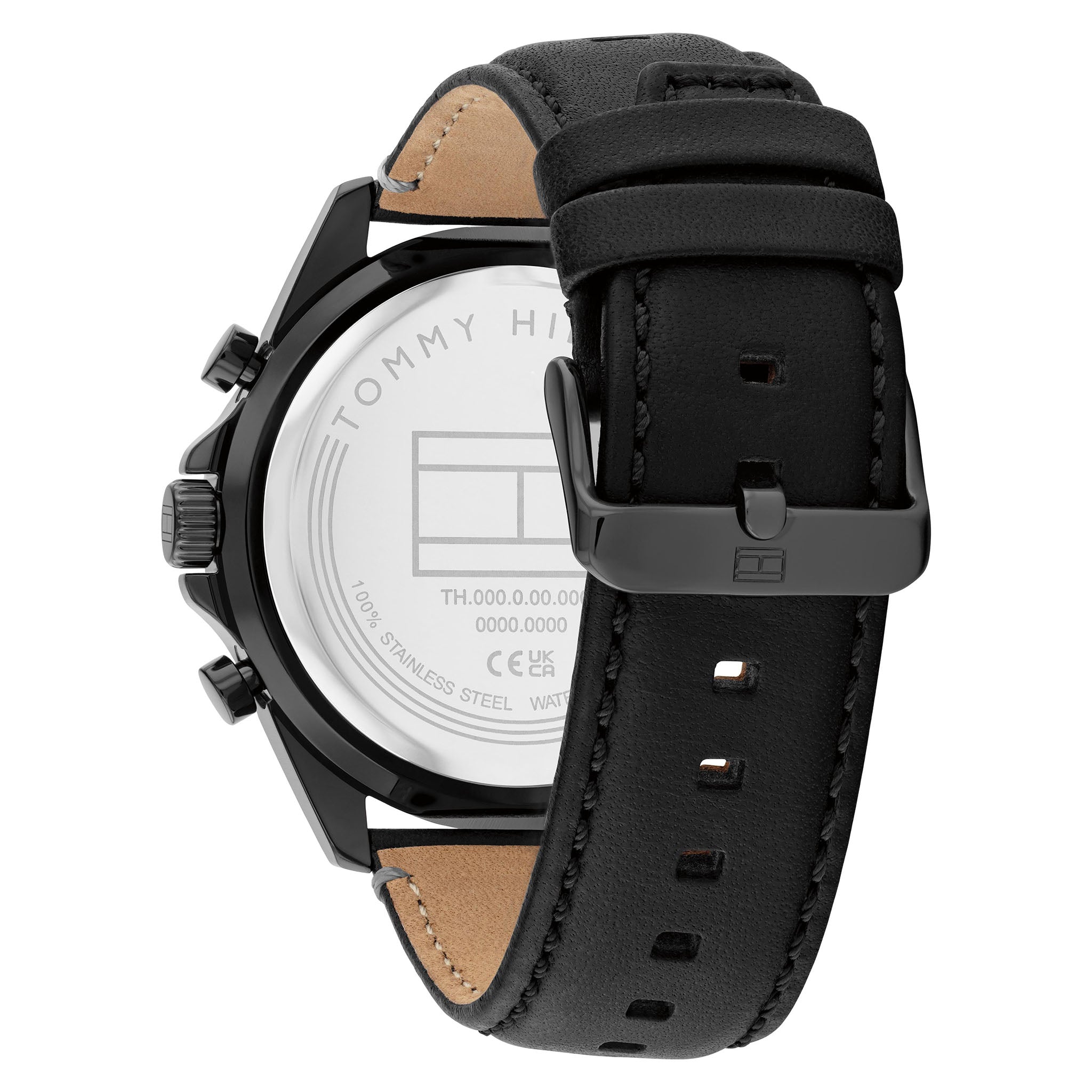 Tommy Hilfiger Leather Black Dial Multi-function Men's Watch - 1710654