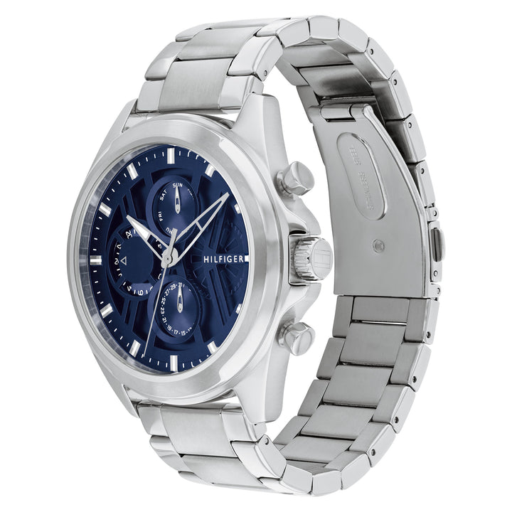 Tommy Hilfiger Stainless Steel Navy Dial Multi-function Men's Watch - 1710656