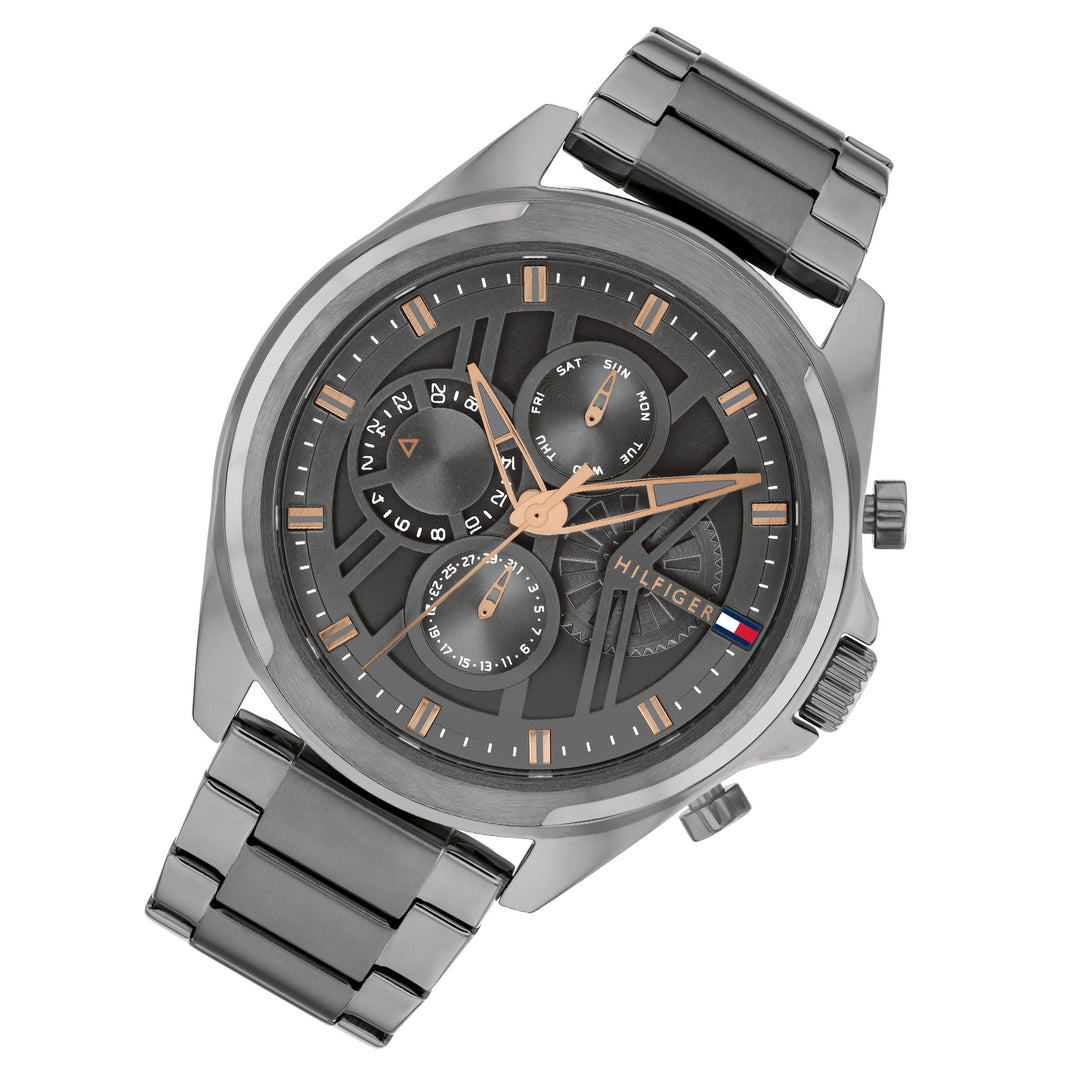 Tommy Hilfiger Grey Steel Dark Grey Dial Multi-function Men's Watch - 1710657