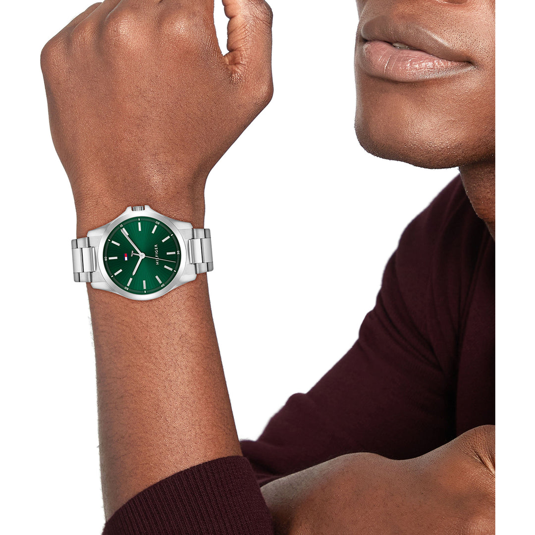 Tommy Hilfiger Stainless Steel Green Dial Men's Watch - 1710672