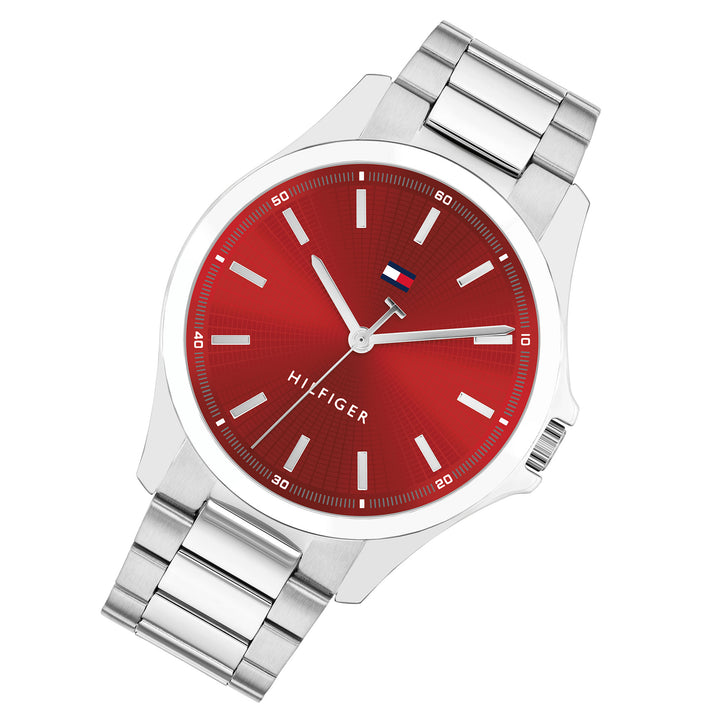 Tommy Hilfiger Stainless Steel Red Dial Men's Watch - 1710677