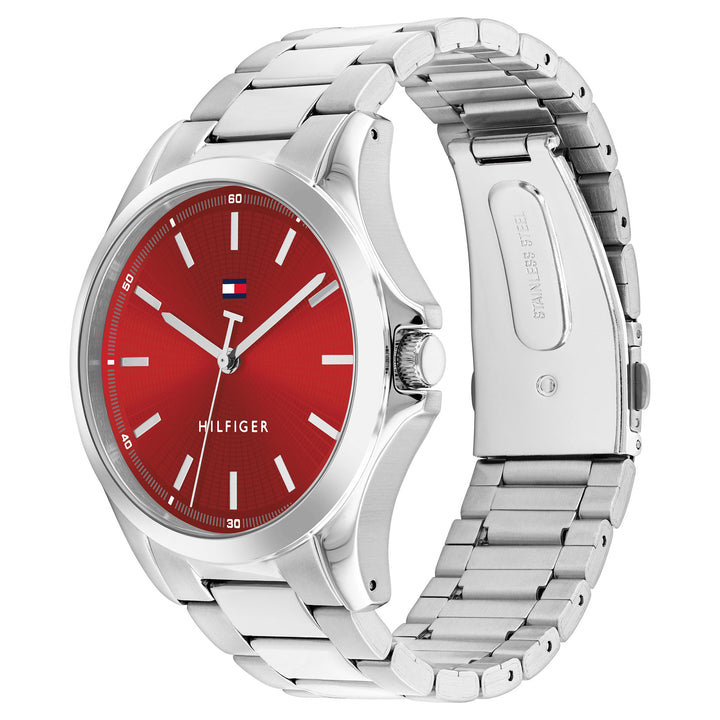 Tommy Hilfiger Stainless Steel Red Dial Men's Watch - 1710677