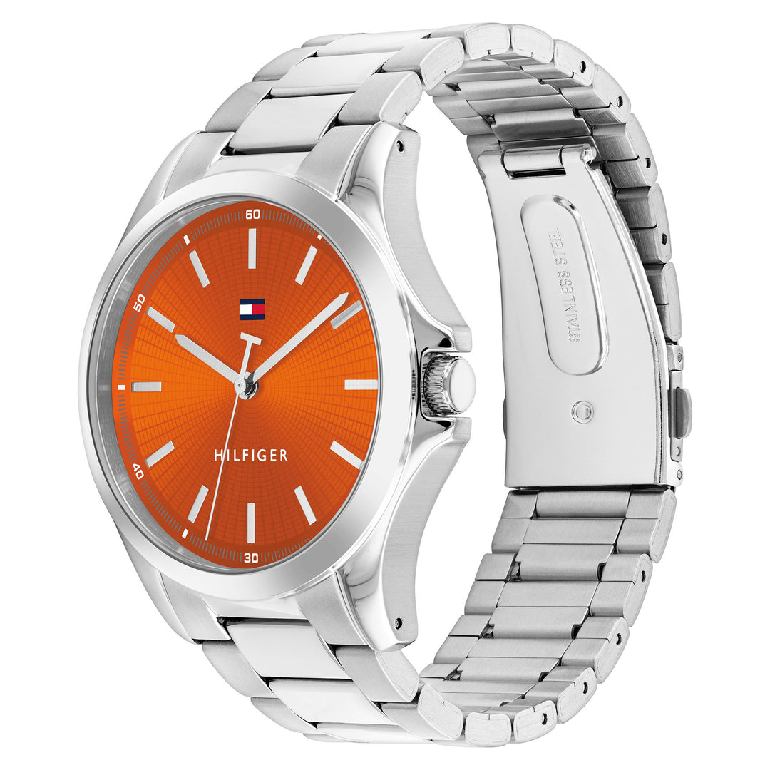 Tommy Hilfiger Stainless Steel Orange Dial Men's Watch - 1710678