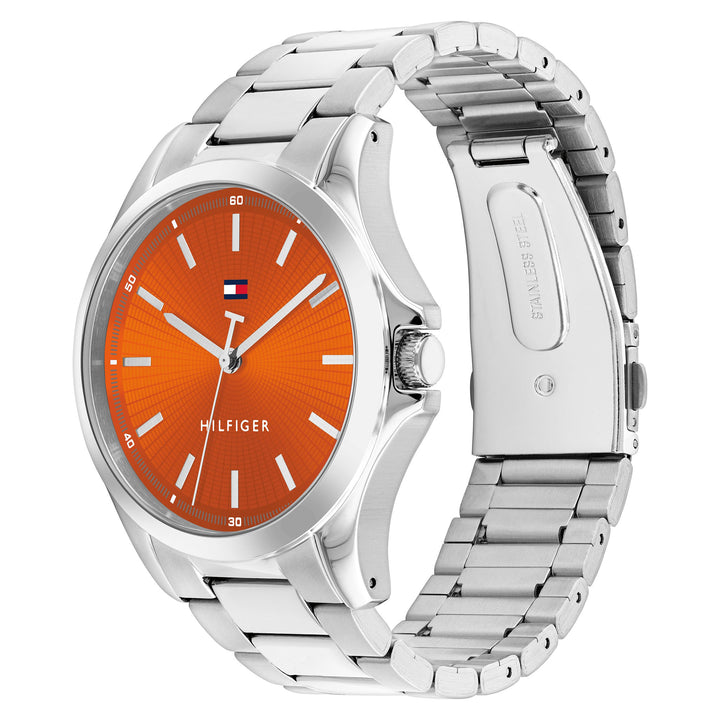 Tommy Hilfiger Stainless Steel Orange Dial Men's Watch - 1710678