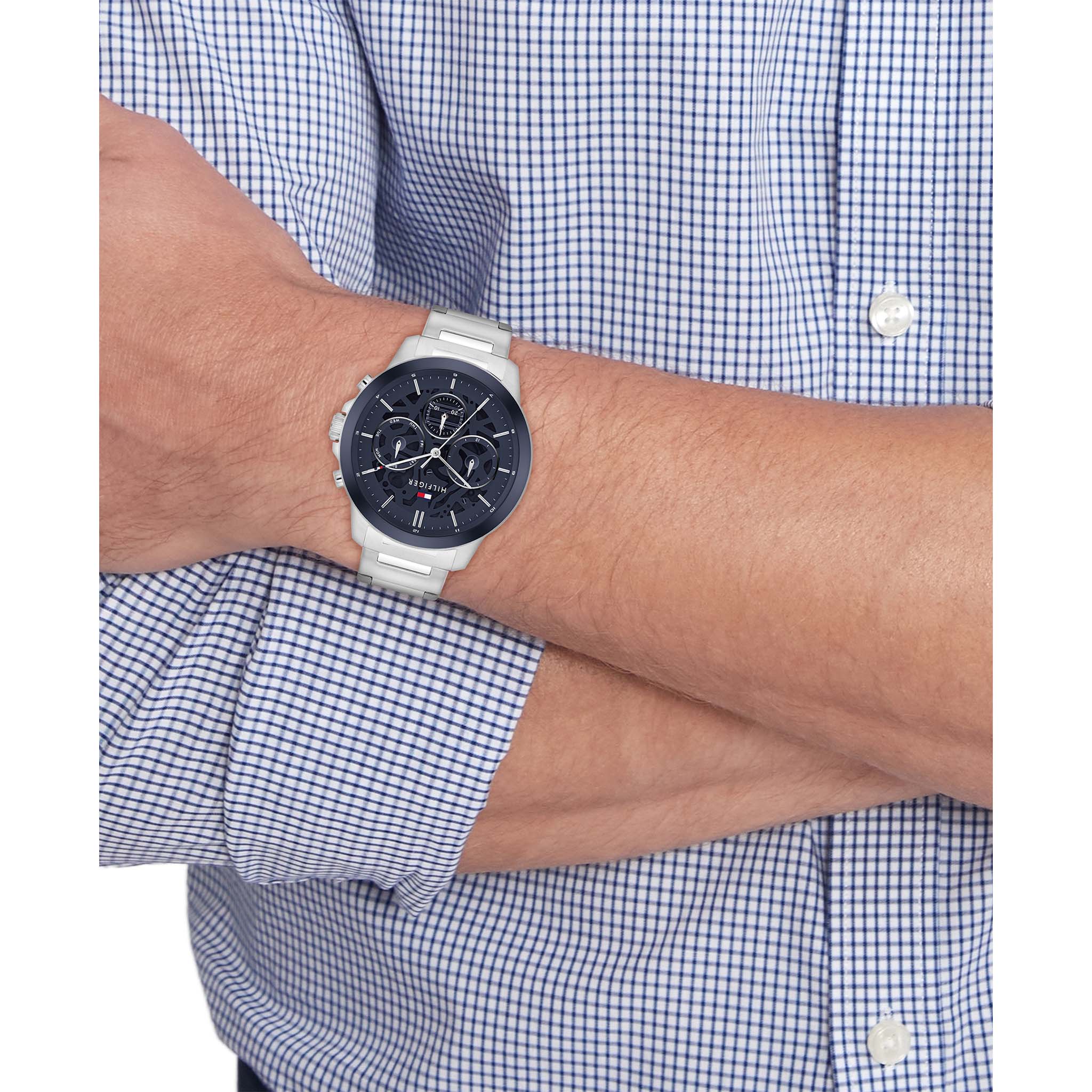 Tommy Hilfiger Stainless Steel Blue Dial Multi-function Men's Watch - 1710684