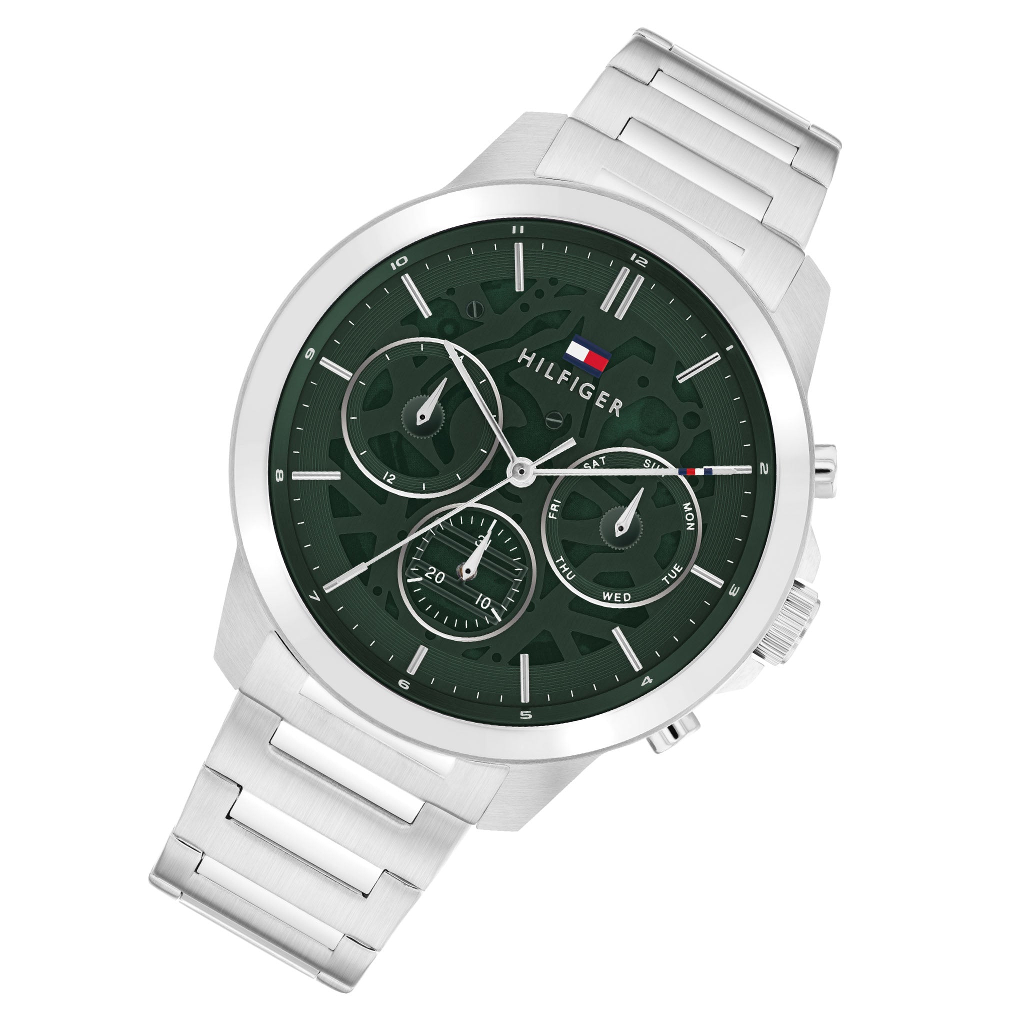Tommy Hilfiger Stainless Steel Green Dial Multi-function Men's Watch - 1710686