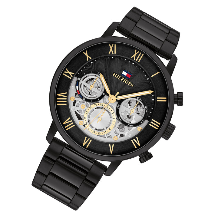 Tommy Hilfiger Black Steel Multi-function Men's Watch - 1710706