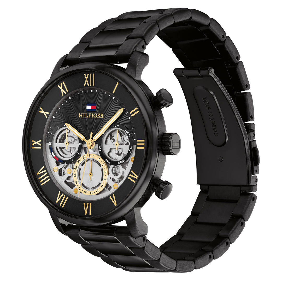 Tommy Hilfiger Black Steel Multi-function Men's Watch - 1710706
