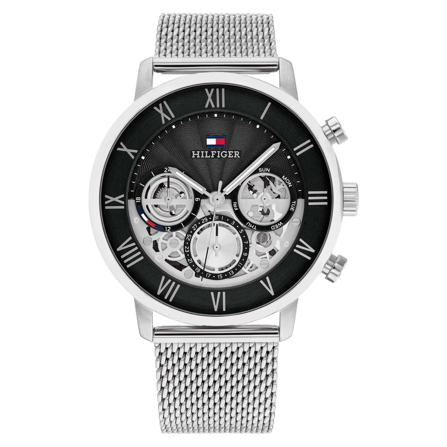 Tommy Hilfiger Stainless Steel Black Dial Multi-function Men's Watch - 1710708