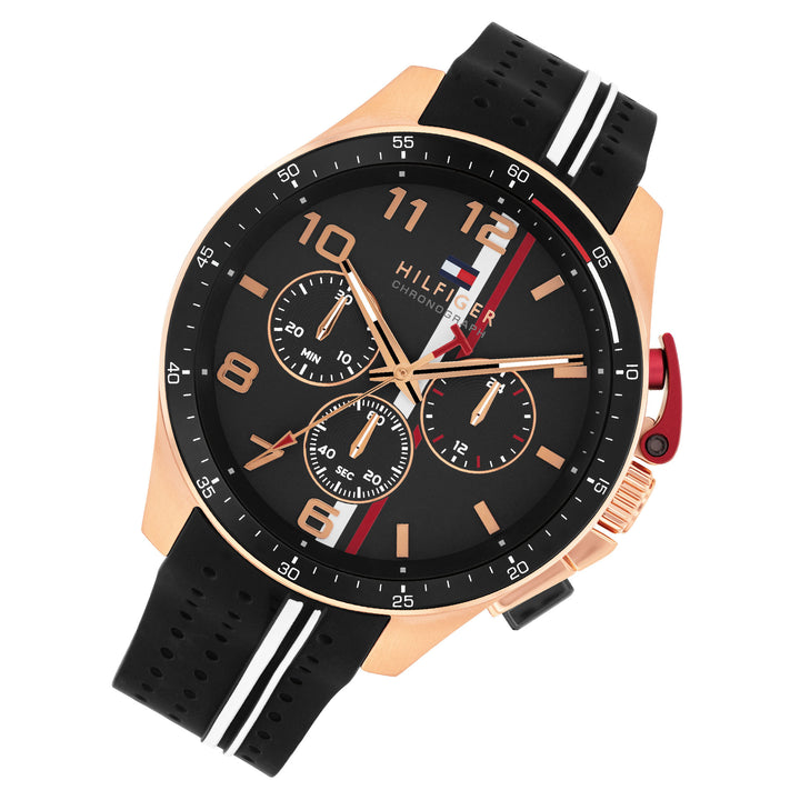 Tommy Hilfiger Silicone Black Dial Chronograph Men's Watch - 1710709