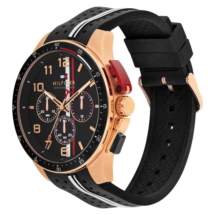 Tommy Hilfiger Silicone Black Dial Chronograph Men's Watch - 1710709