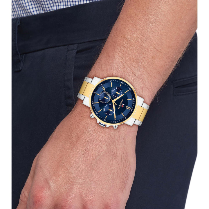 Tommy Hilfiger Two-Tone Steel Blue Dial Multi-function Men's Watch - 1710710