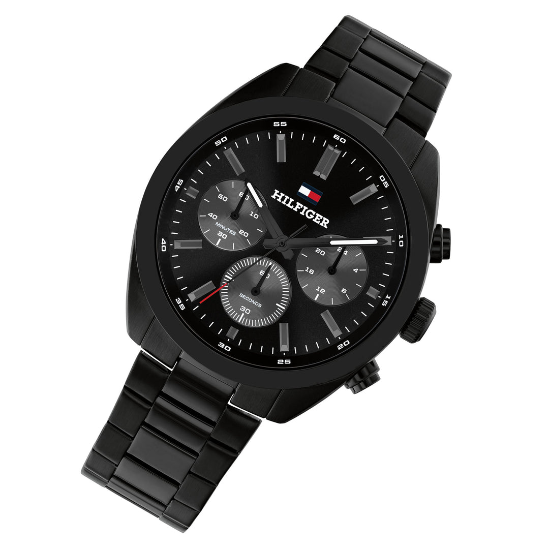 Tommy Hilfiger Black Steel Chronograph Men's Watch- 1710724