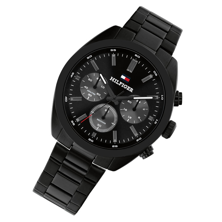 Tommy Hilfiger Black Steel Chronograph Men's Watch- 1710724