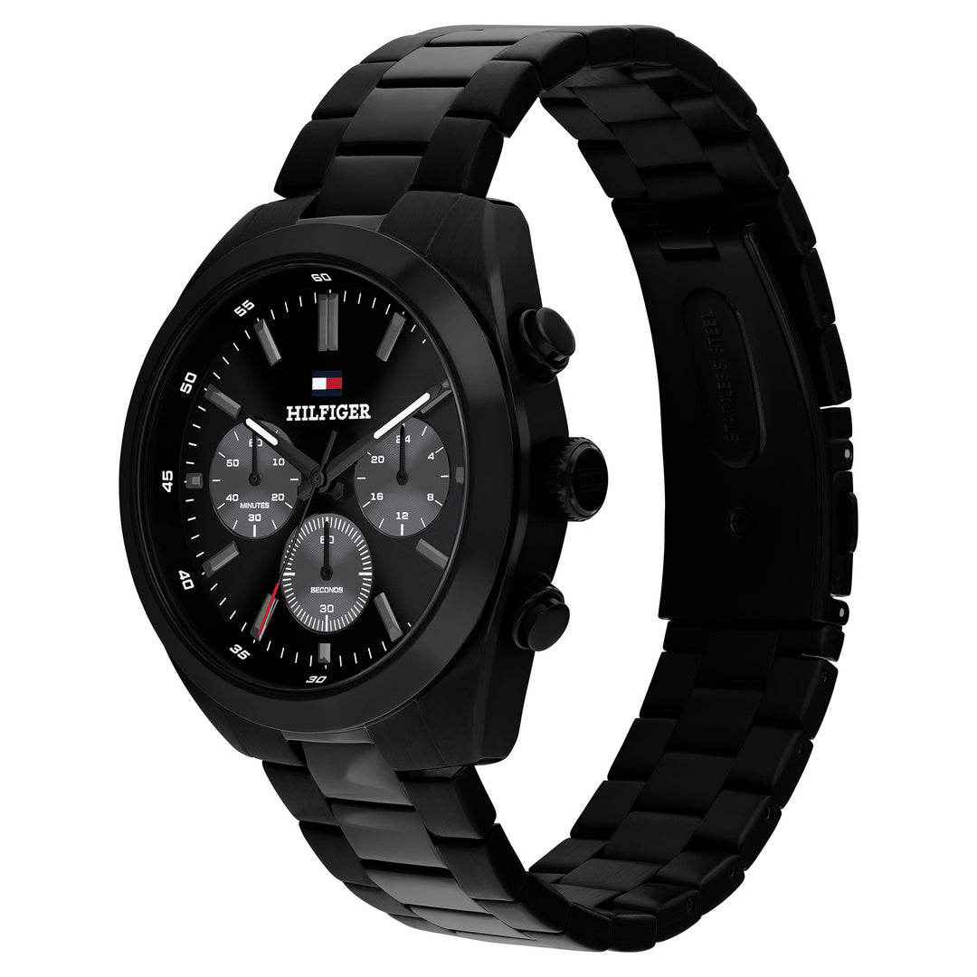Tommy Hilfiger Black Steel Chronograph Men's Watch- 1710724