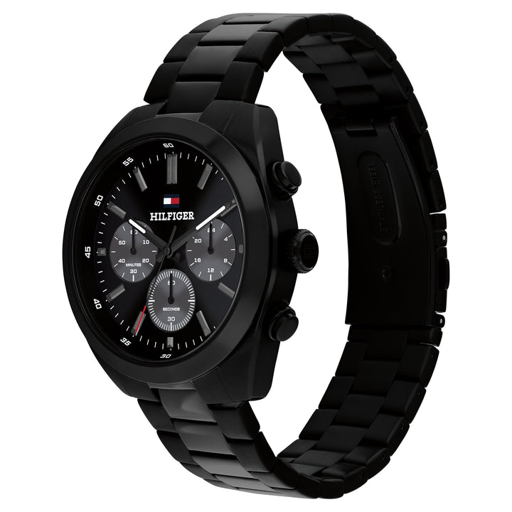 Tommy Hilfiger Black Steel Chronograph Men's Watch- 1710724
