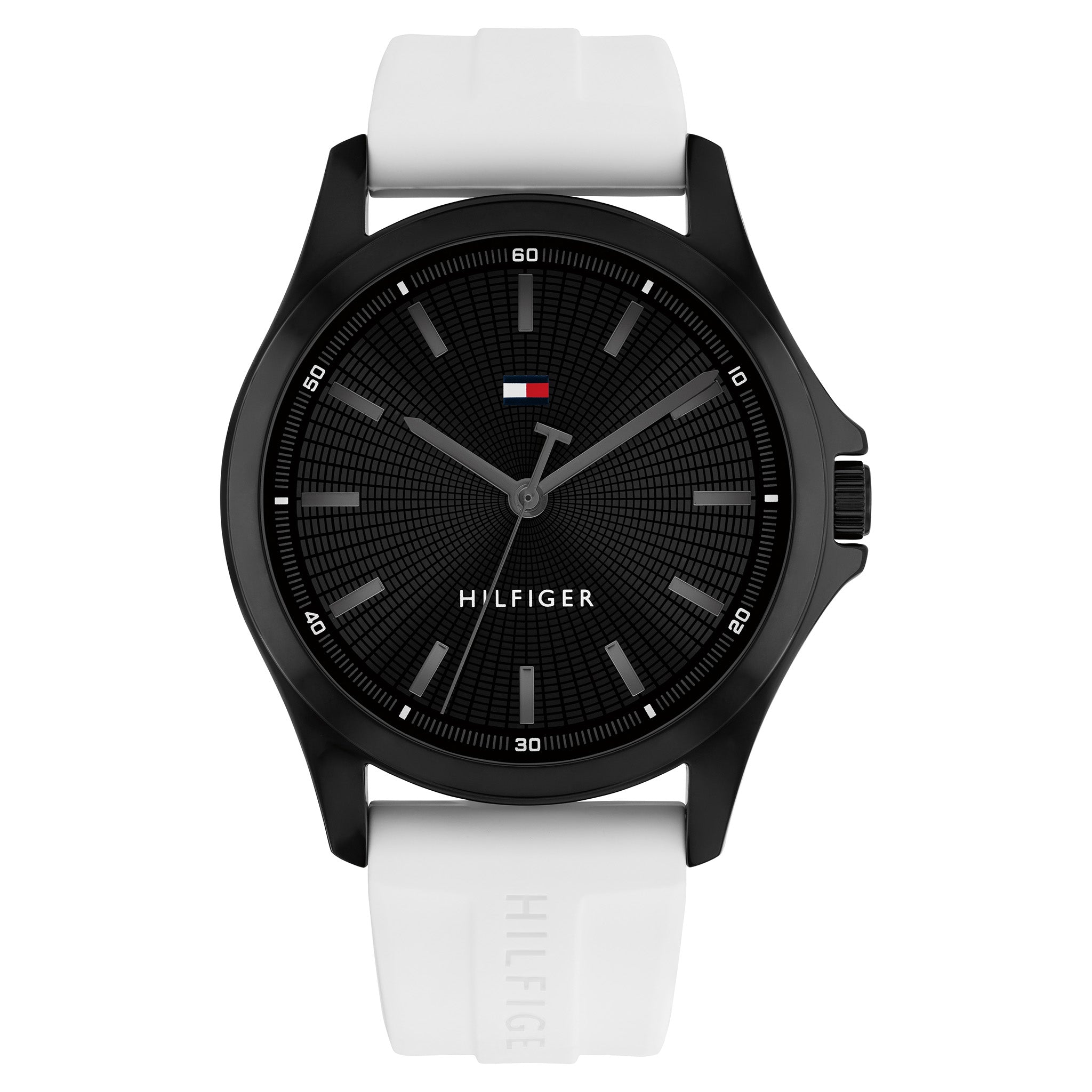 Tommy Hilfiger White Silicone Black Dial Men's Watch - 1710740