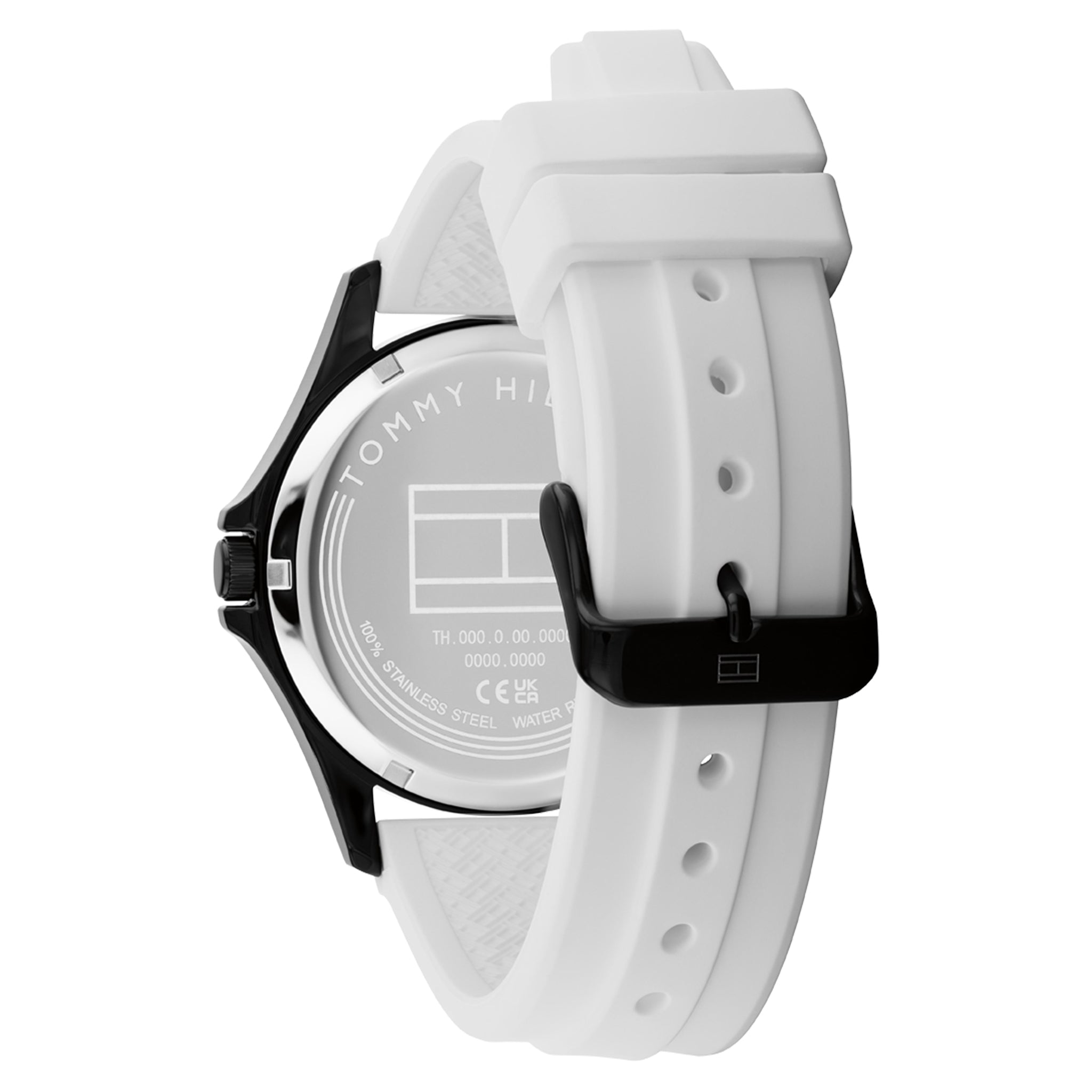 Tommy Hilfiger White Silicone Black Dial Men's Watch - 1710740