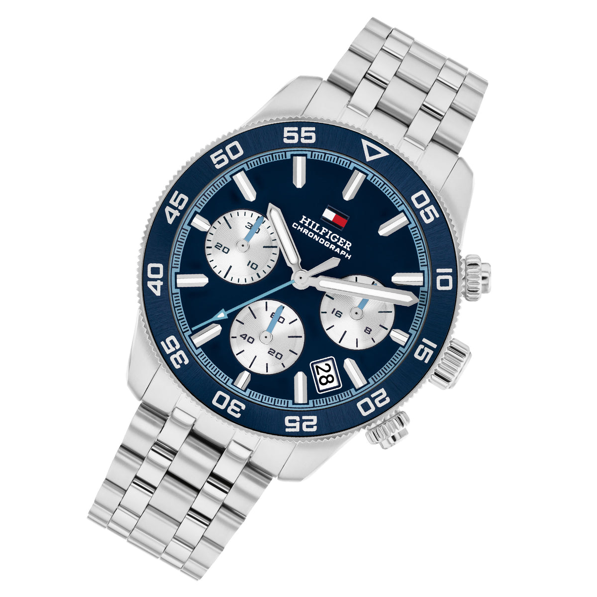 Tommy Hilfiger Stainless Steel Blue Dial Chronograph Men's Watch - 1710743
