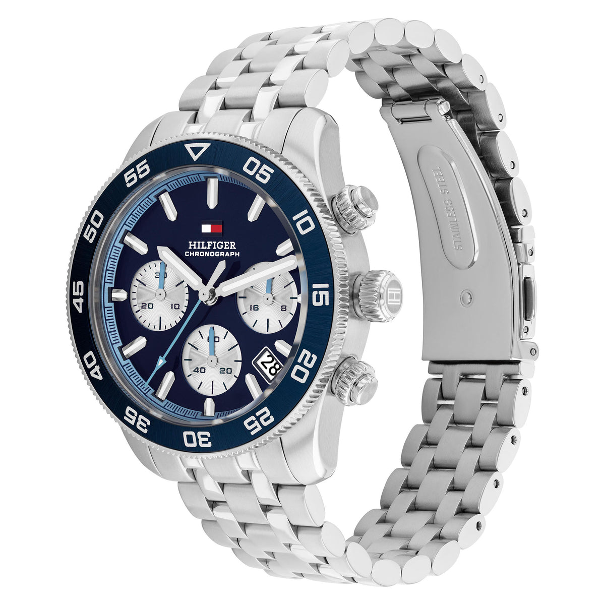 Tommy Hilfiger Stainless Steel Blue Dial Chronograph Men's Watch - 1710743